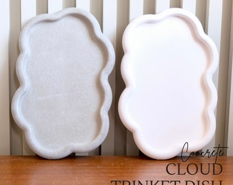 Decorative Concrete Trinket Dish -Cloud Shape- Handmade Candle Holder - Modern Bedroom, Side Table Decor, Bathroom Accessories, Nursery Gift