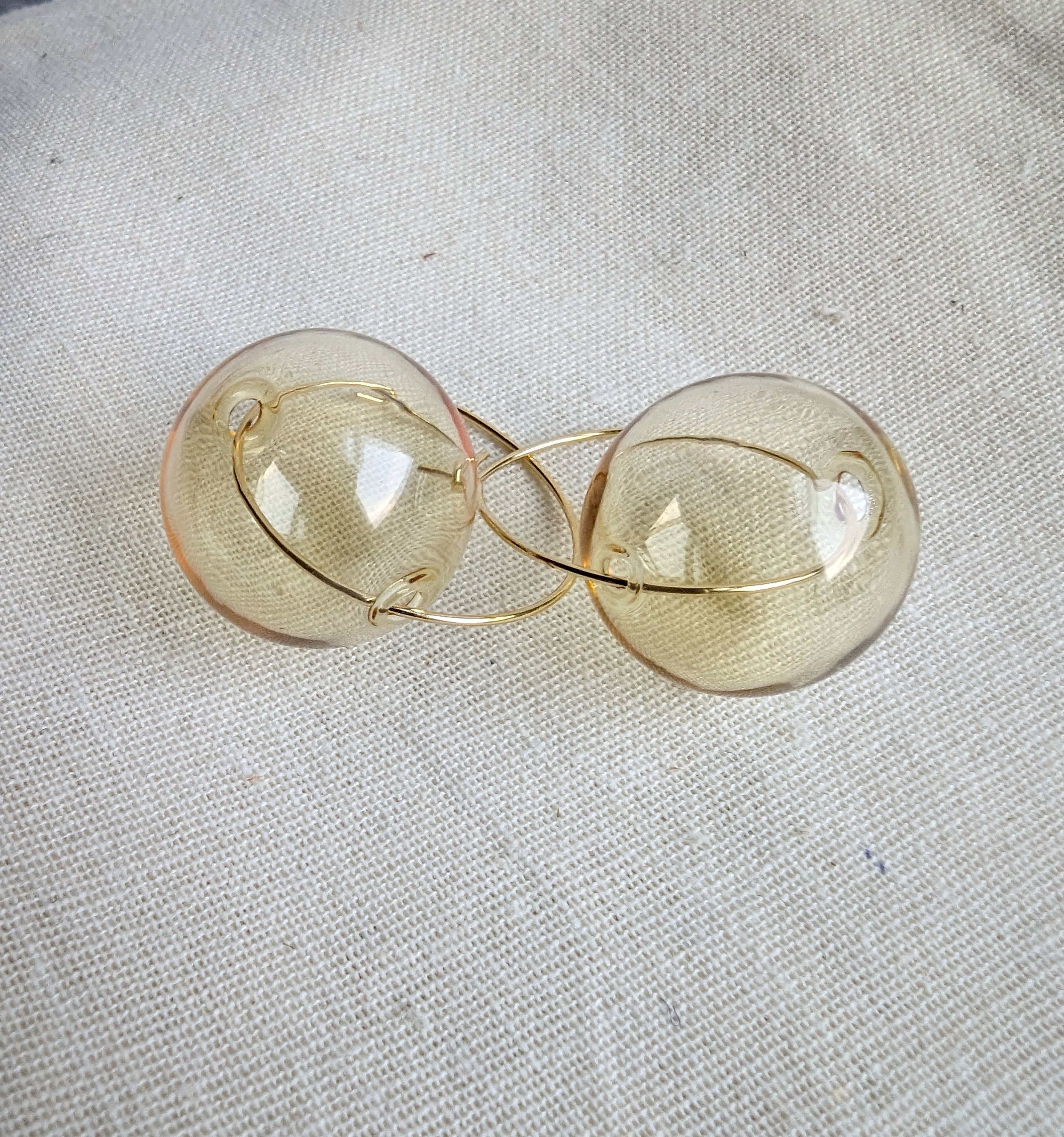 Minimalist Gold Glass Bubble Earrings Glass Bubble Hoop Etsy UK