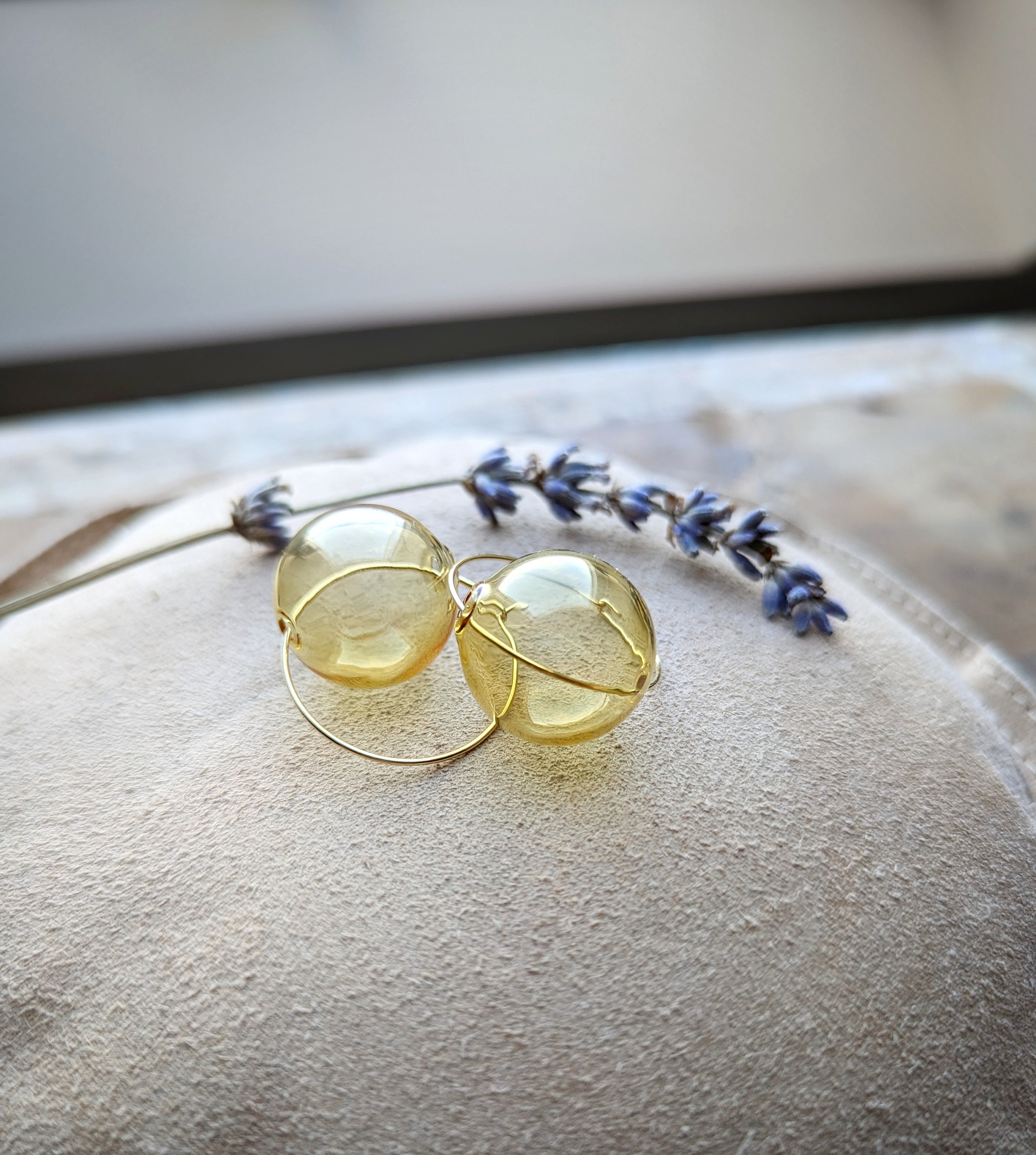 Minimalist Gold Glass Bubble Earrings Glass Bubble Hoop Etsy UK