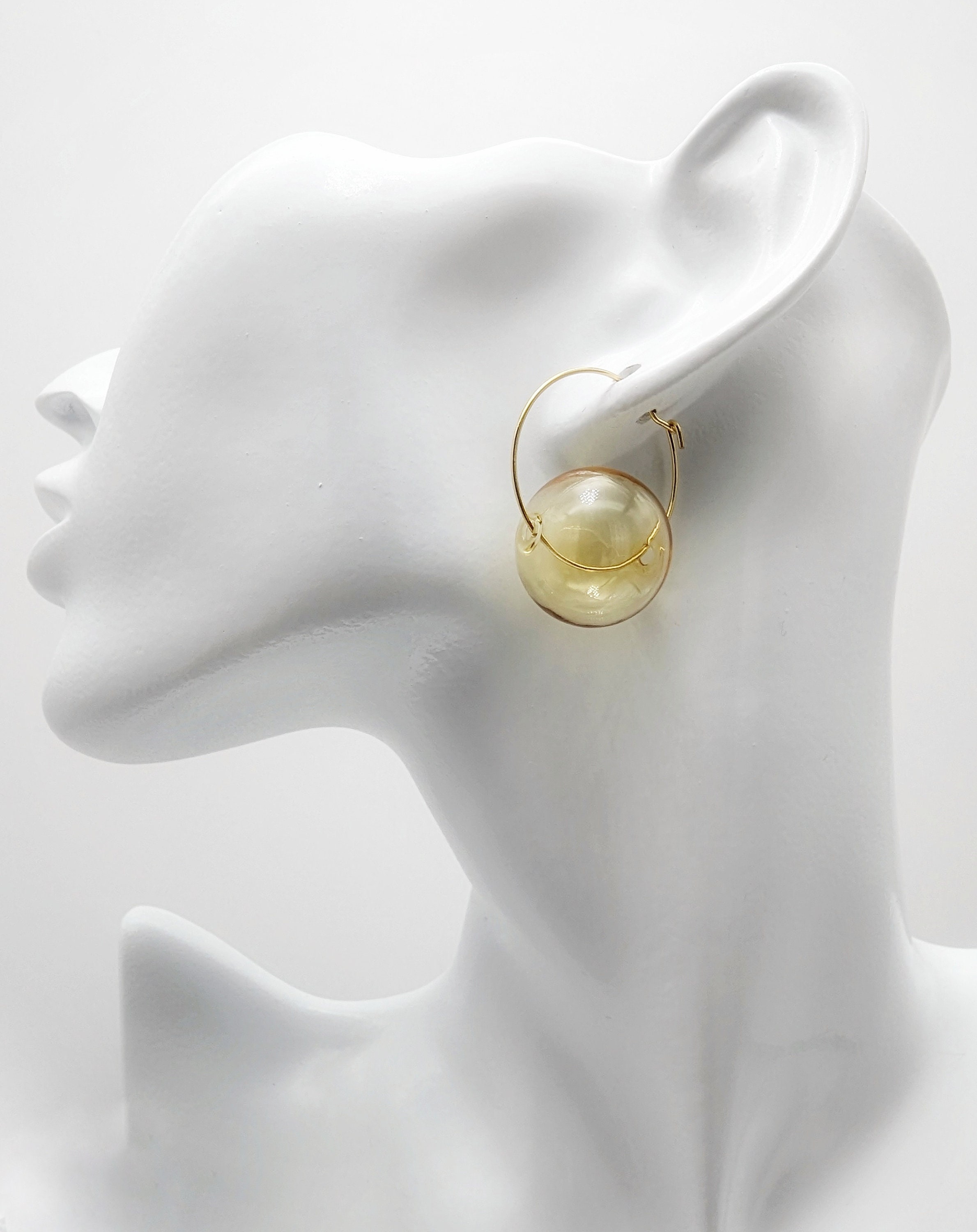 Minimalist Gold Glass Bubble Earrings Glass Bubble Hoop Etsy UK