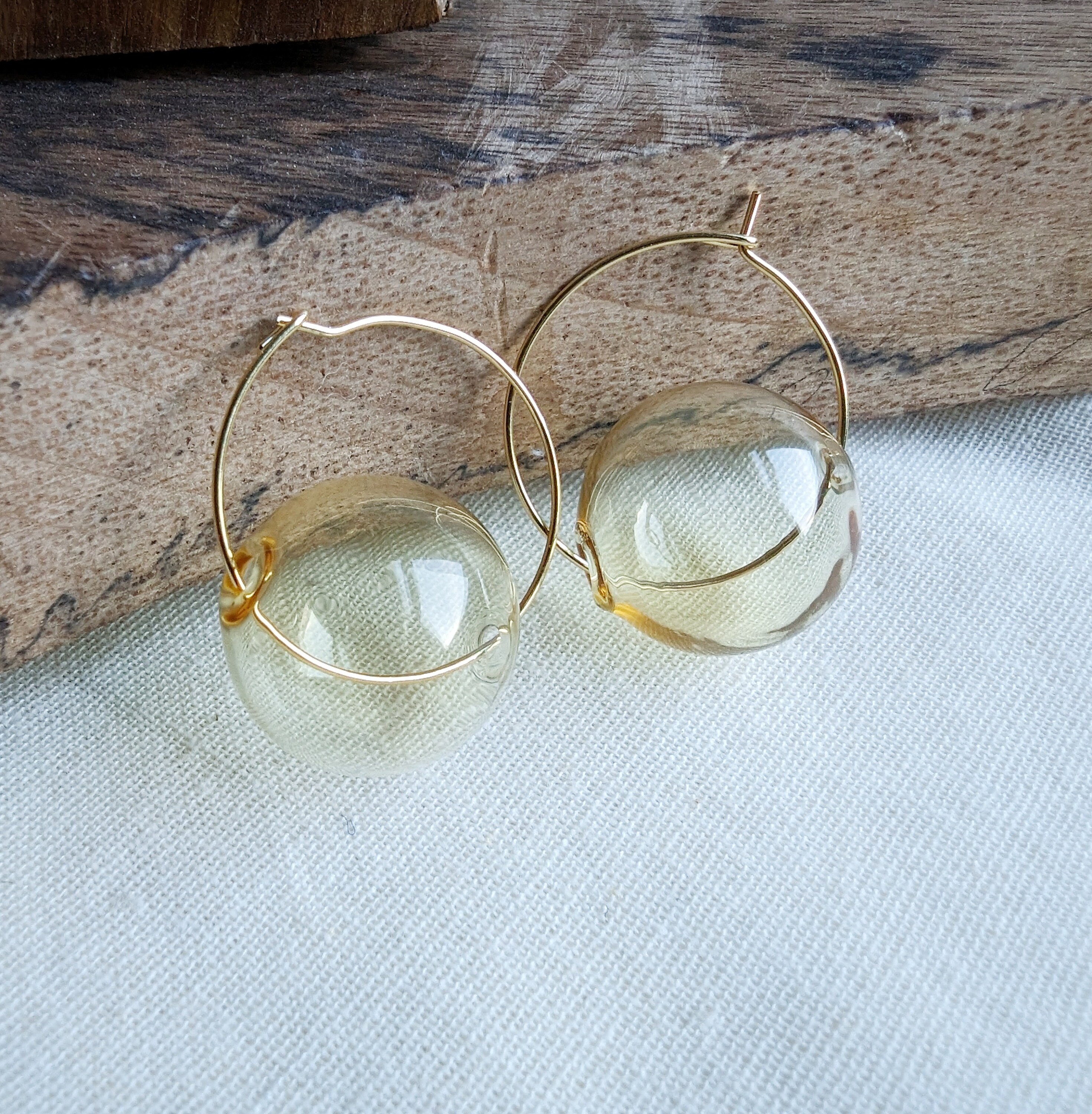 Minimalist Gold Glass Bubble Earrings Glass Bubble Hoop Etsy UK