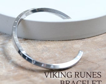 Viking Runes Cuff Bangle Bracelets, Mens Bracelet, Nordic Twisted Stainless Steel Silver Mens Bangle, Viking Jewelry Men, Pagan Jewelry Men