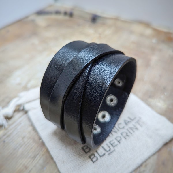 Black Leather Cuff Bracelet, Adjustable Leather Wrist Cuff, Black Bangle, Leather Wrist Cuff, Men Leather Bracelet, Leather Jewelry Men