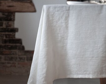 Stonewashed linen tablecloth in off white/Cream white softened linen tablecloth/Dinner Tablecloth/free shipping