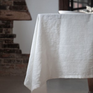Stonewashed linen tablecloth in off white/Cream white softened linen tablecloth/Dinner Tablecloth/free shipping