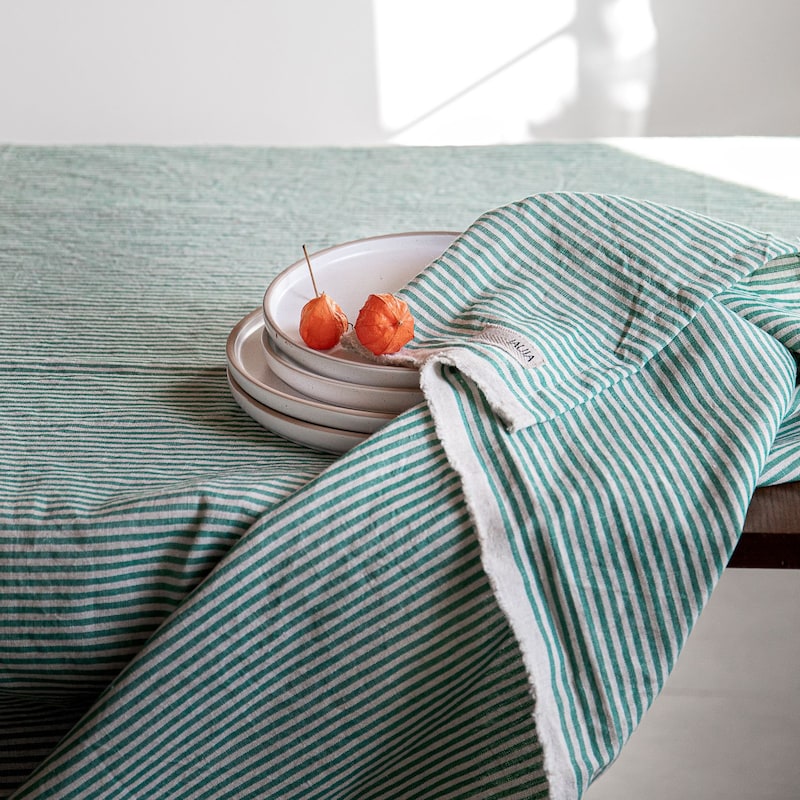 Stripe Printed Plastic Tablecloth