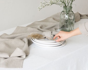 Soft washed linen table runner in different colors/custom size linen table runner/natural table decor/free shipping