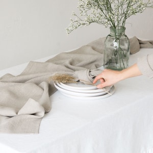 Soft washed linen table runner in different colors/custom size linen table runner/natural table decor