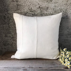 Set of 2,4 and 6 Stonewashed linen pillow cases in off white with double decorative seam/Decorative linen cushion covers/free shipping image 1