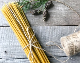 Set mit 30 dünnen hand getauchten Kerzen aus 100 % natürlichem Bienenwachs