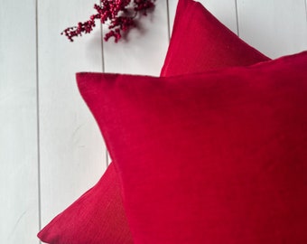 Set of 2, 4 and 6 Stonewashed linen pillow cases in dusty red/Linen cushion covers with hidden zipper/decorative pillows/free shipping