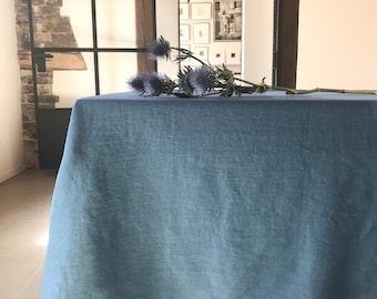 Stonewashed linen tablecloth in classic blue/softened linen tablecloth/Dinner Tablecloth in dark blue/free shipping