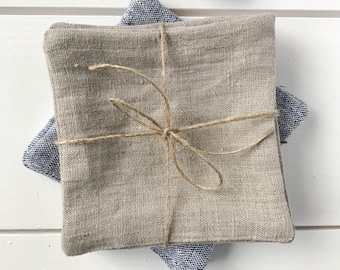 4 stonewashed linen coasters/double sided linen coasters/handmade tea/coffee coasters/natural linen coasters