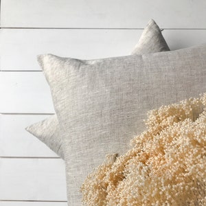Set of 2, 4 and 6 natural light gray linen pillow cases/ linen light melange throw pillow covers/heavyweight pillow shams/free shipping