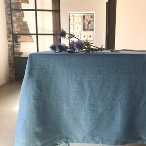 Stonewashed linen tablecloth in classic blue/softened linen tablecloth/Dinner Tablecloth in dark blue/free shipping