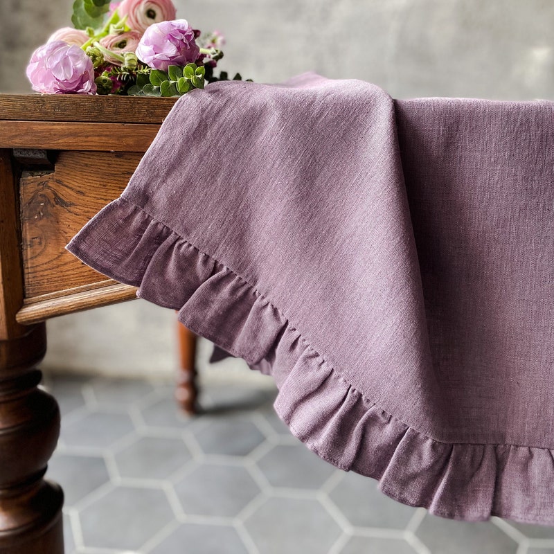 Linen Ruffle Table Runner Ruffled Table Runner - Etsy