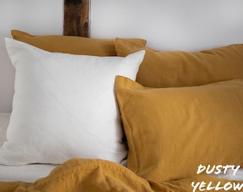 Linen pillow case with envelope closure in various colors/washed linen sleeping pillow cases/custom size pillow sham/