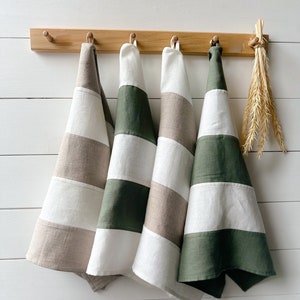 Set of 2, 4 and 6 striped linen tea towels in various colors, handmade dish towels, washed linen kitchen towels/FREE SHIPPING