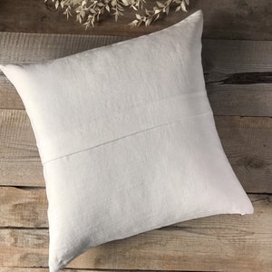 Stonewashed linen throw pillow case in off white pleated in the middle/Linen cushion cover with hidden zipper/decorative pillow sham