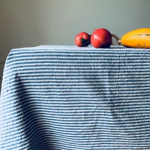 Striped Linen Tablecloth in different colors/raw edge striped softened linen tablecloths/Dinner Tablecloth/Free shipping image 4