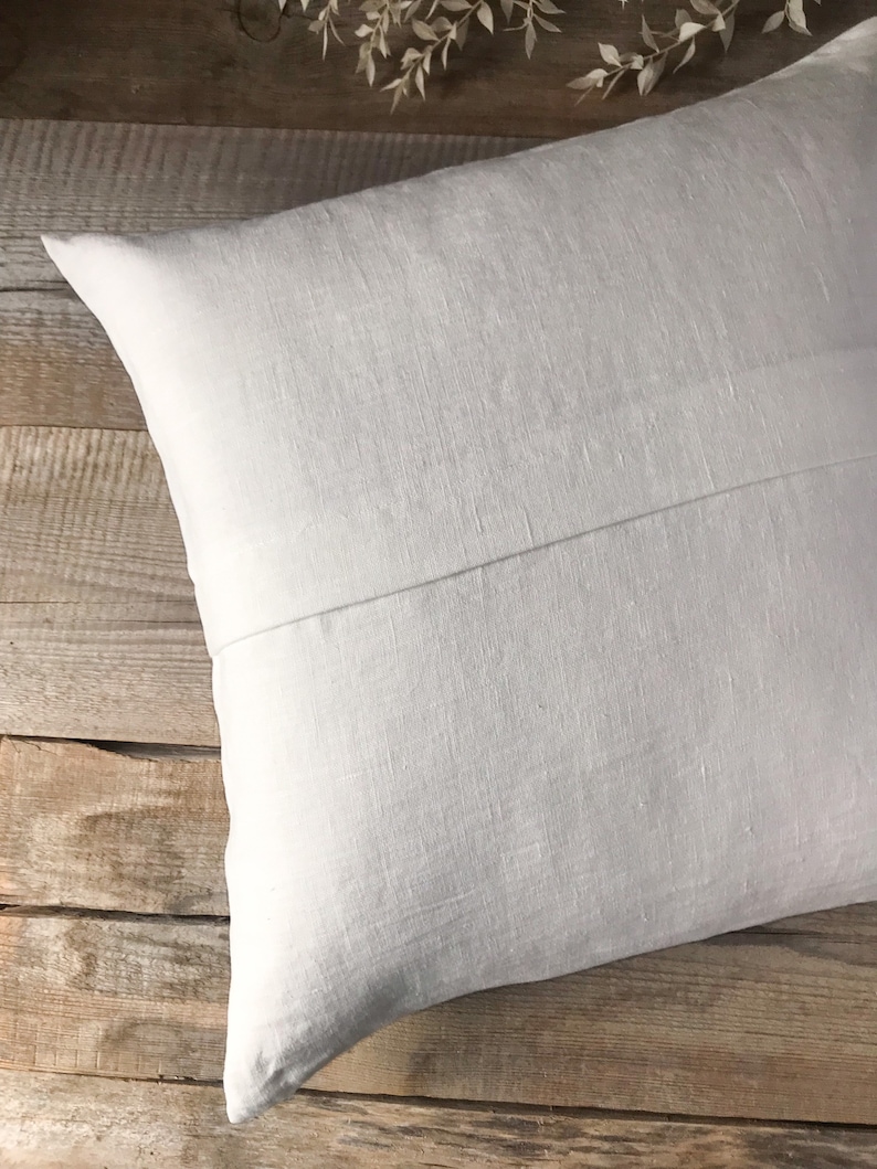 Set of 2,4 and 6 Stonewashed linen throw pillow cases in off white pleated in the middle/Linen cushion covers with hidden zipper/pillow sham image 3