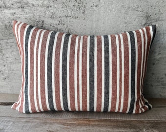 Washed linen pillowcase in different thin and thick stripes/farmhouse pillow cover/decorative sham in stripes