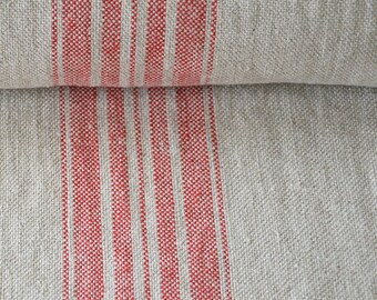 French Linen Cloth Heavyweight Vintage Stripe Linen