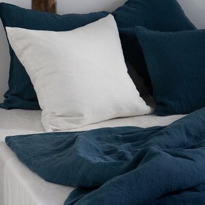 Dark blue linen duvet cover/Stonewashed linen bedding/linen duvet custom size in navy blue image 5