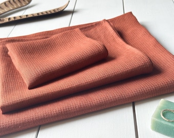 Toalla de lino tipo gofre en varios colores y tamaños / Toallas de baño de lino natural ligero lavado a la piedra / Sábana de sauna de lino