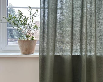 Set di 2 tende in lino semitrasparente lavato in diversi colori/pannelli per tende con tasca per asta e nastro di testa multifunzionale