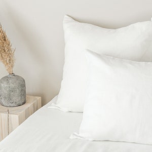 Linen pillow case in off white with envelope closure/washed linen pillow cases in cream white/custom size pillow shams