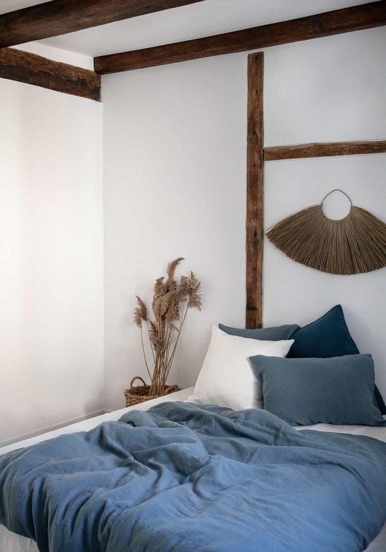 Dusty Blue Linen Duvet Cover With Ties/stonewashed Linen Etsy
