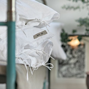 Off White linen duvet cover with ties/Stonewashed linen bedding/washed linen duvet custom in cream white image 4