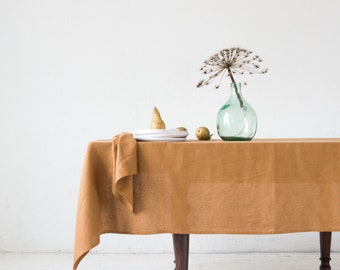 Stonewashed linen tablecloth in cinnamon brown/softened linen tablecloth/Dinner Tablecloth in cinnamon/free shipping