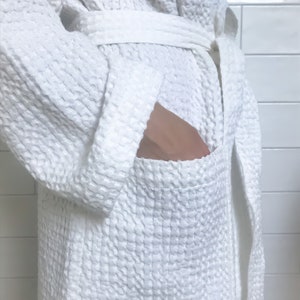 Waffle linen bath robe different colors/unisex waffle linen robe/waffle kimono robe/different sizes/Free express shipping image 6