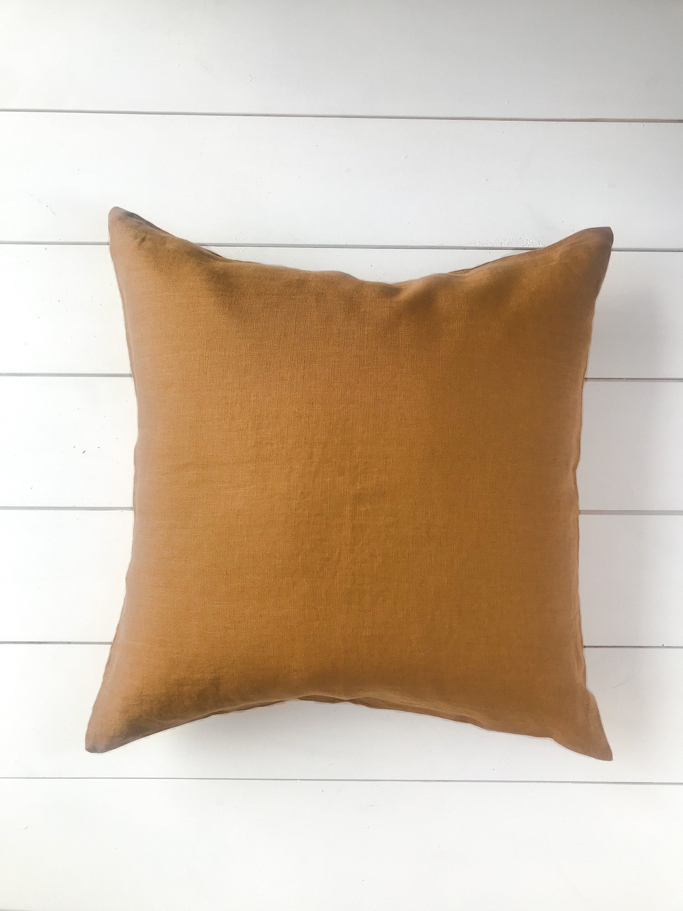 Softened Linen Pillow Case in Cinnamon Brown /linen Throw Etsy
