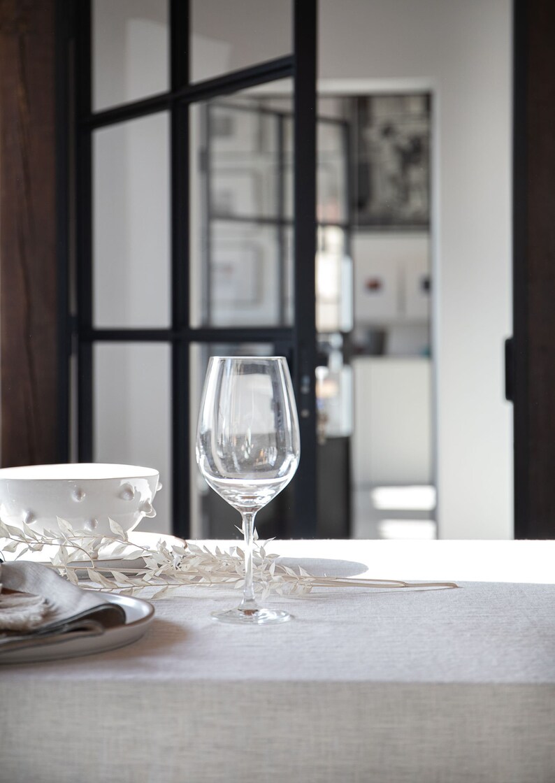 Stonewashed linen tablecloth in off white/Cream white softened linen tablecloth/Dinner Tablecloth/free shipping image 3