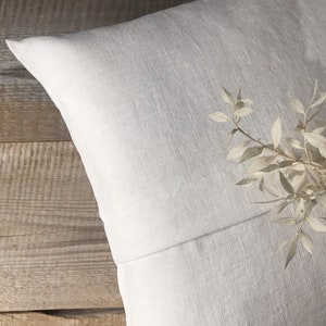 Set of 2,4 and 6 Stonewashed linen throw pillow cases in off white pleated in the middle/Linen cushion covers with hidden zipper/pillow sham image 4