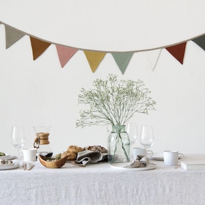 Linen Flag Bunting Banner/Nursery Linen Garland in various bright colors/Linen Wall Hanging/Birthday Party linen banner/flag decoration