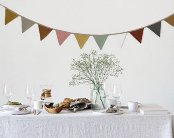 Linen Flag Bunting Banner/Nursery Linen Garland in various bright colors/Linen Wall Hanging/Birthday Party linen banner/flag decoration