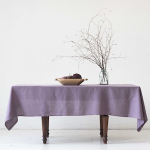 Stonewashed linnen tafelkleed in stoffige lavendel/verzacht linnen tafelkleed in lila/dinertafelkleed/gratis verzending