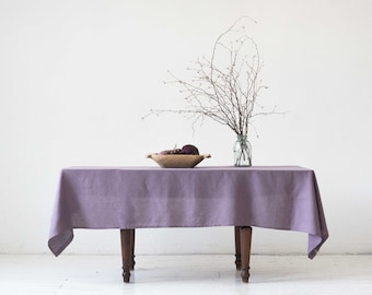 Stonewashed linen tablecloth in dusty lavender/ softened linen tablecloth in lilac/Dinner Tablecloth/free shipping