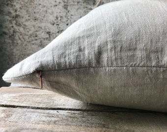 Rustic washed linen pillow case in natural/Raw linen throw pillow covers/grain sack pillow case/farmhouse pillow sham/decorative pillow case