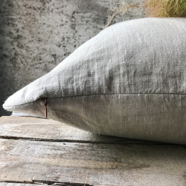 Taie d’oreiller en lin lavé rustique dans des housses d’oreiller en lin naturel/brut/taie d’oreiller en sac de grains/sham oreiller de ferme/taie d’oreiller décorative