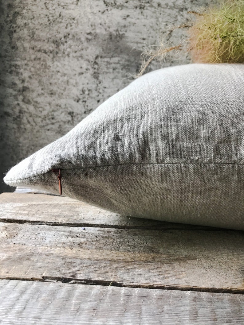 Rustic washed linen pillow case in natural/Raw linen throw pillow covers/grain sack pillow case/farmhouse pillow sham/decorative pillow case image 1