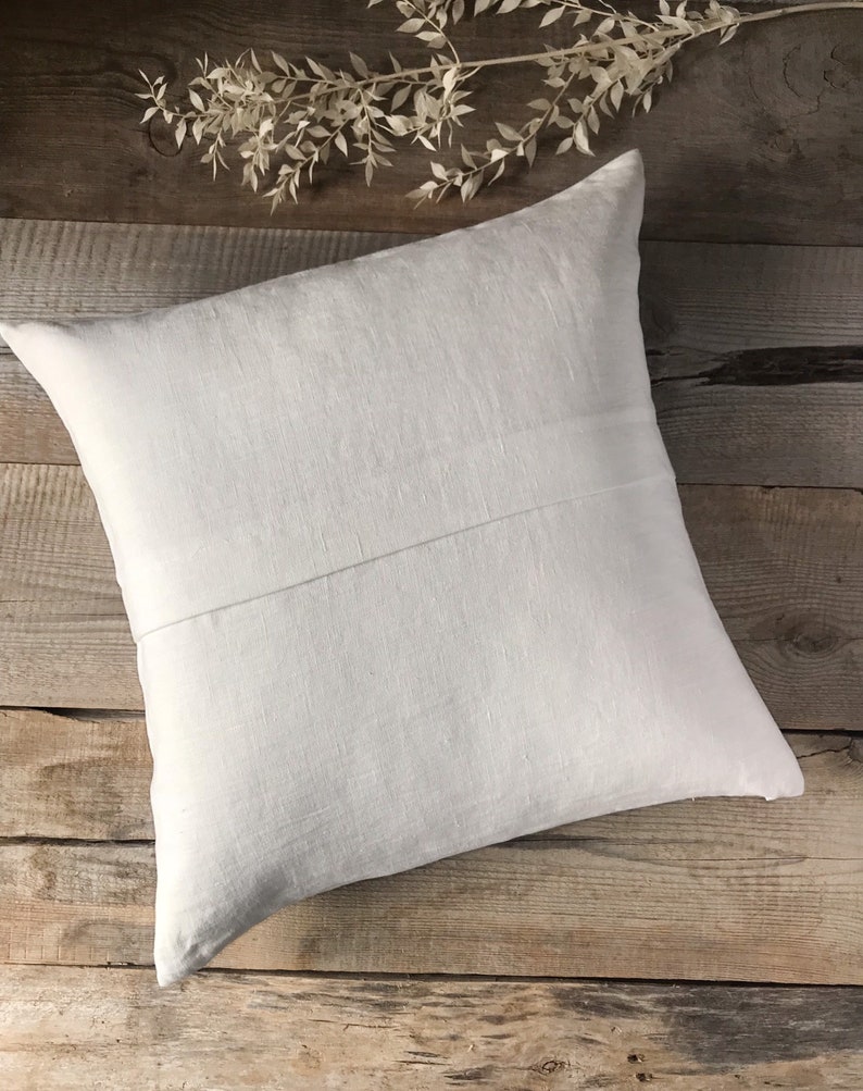 Set of 2,4 and 6 Stonewashed linen throw pillow cases in off white pleated in the middle/Linen cushion covers with hidden zipper/pillow sham image 1