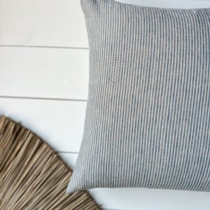 Set of 2, 4, 6 Softened linen pillow cases in rustic blue/natural stripes/Linen throw pillows in stripes/decorative cases/free shipping image 3