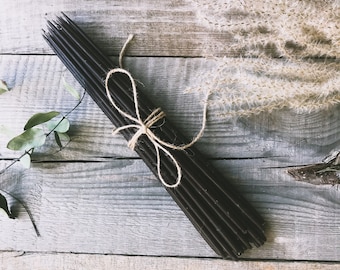 Set di 30 candele sottili in cera d'api naturale al 100% da immergere a mano in eleganti candele a matita nere/sottili/candele alte in cera d'api naturale/rastremazioni in cera d'api