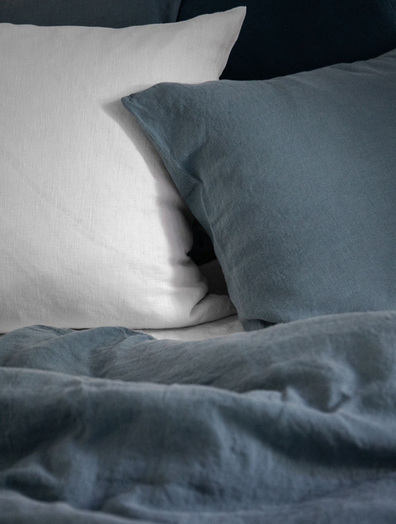 Dusty Blue Linen Duvet Cover With Ties/stonewashed Linen Etsy