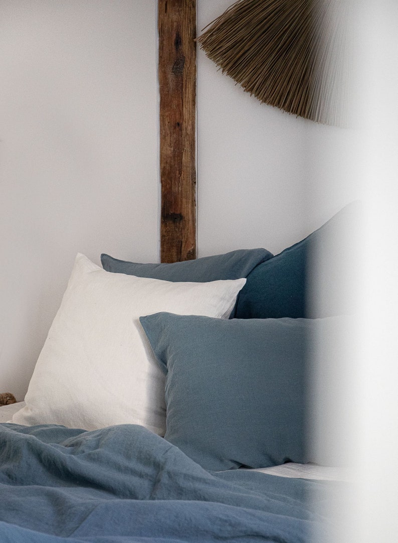 Dusty Blue Linen Duvet Cover With Ties/stonewashed Linen Etsy